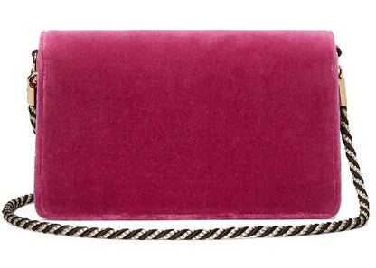 Gucci Broadway Shoulder Bag Velvet Jeweled G Pink