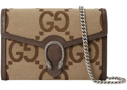Gucci Dionysus Chain Wallet Jumbo Gg Camel/Ebony