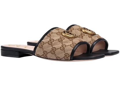 gucci double g slide sandal black canvas