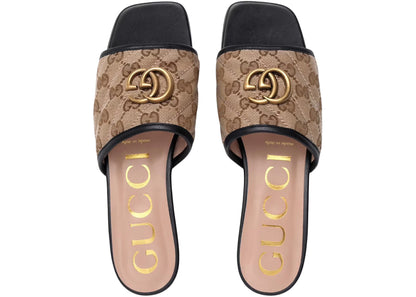 gucci double g slide sandal black canvas