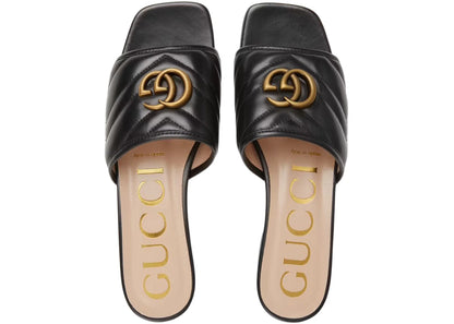 Gucci Double G Slide Sandal Black Leather