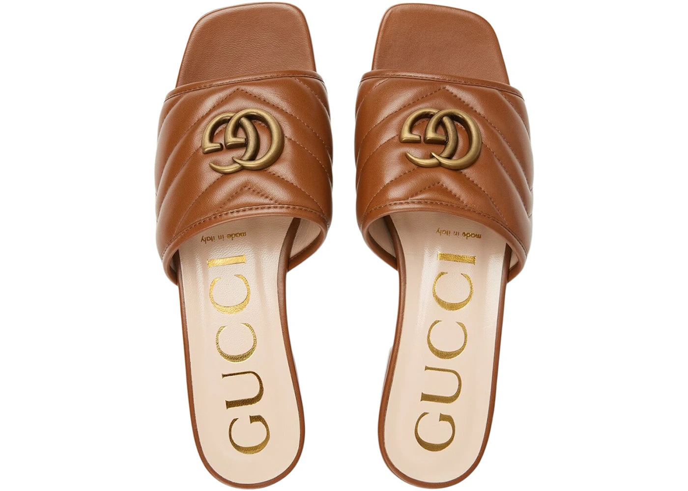 Gucci Double G Slide Sandal Brown Leather