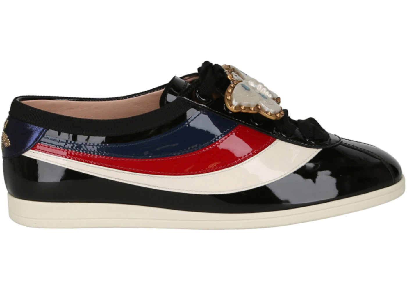 gucci falacer sneakers black vernice crystal (women's)