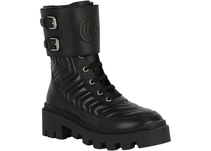 Gucci Gg Combat Boots Black Womens