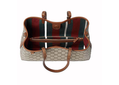 Gucci Gg Emblem Small Tote Bag Beige/Dark Brown