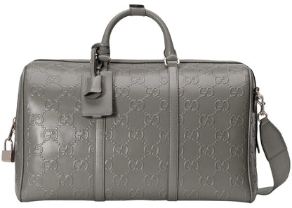 Gucci Gg Embossed Duffle Bag Grey