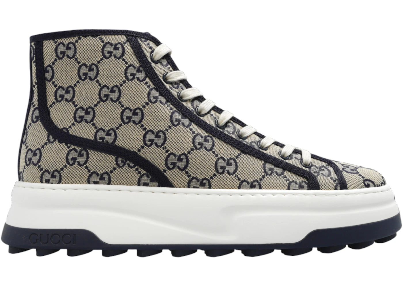 Gucci Gg High Monogram Sneaker Beige Blue