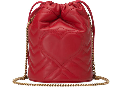 Gucci Gg Marmont Bucket Bag Mini Hibiscus Red