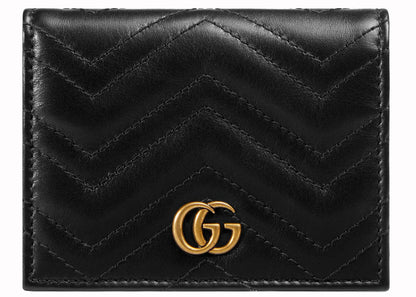 Gucci Gg Marmont Card Case Wallet Matelasse Black