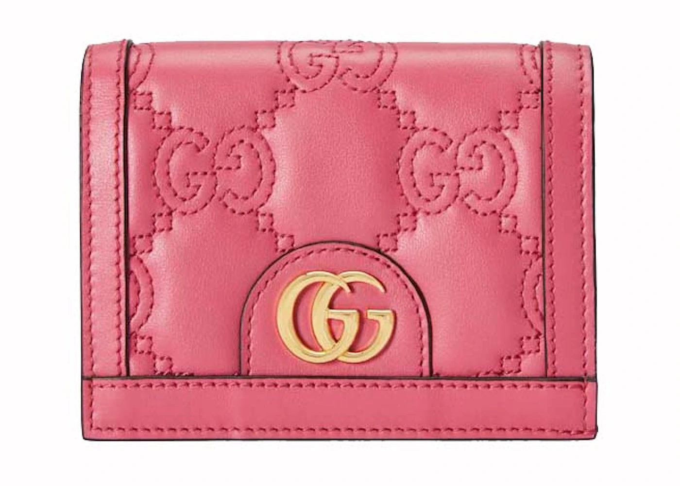 Gucci Gg Matelasse Card Case Wallet Pink
