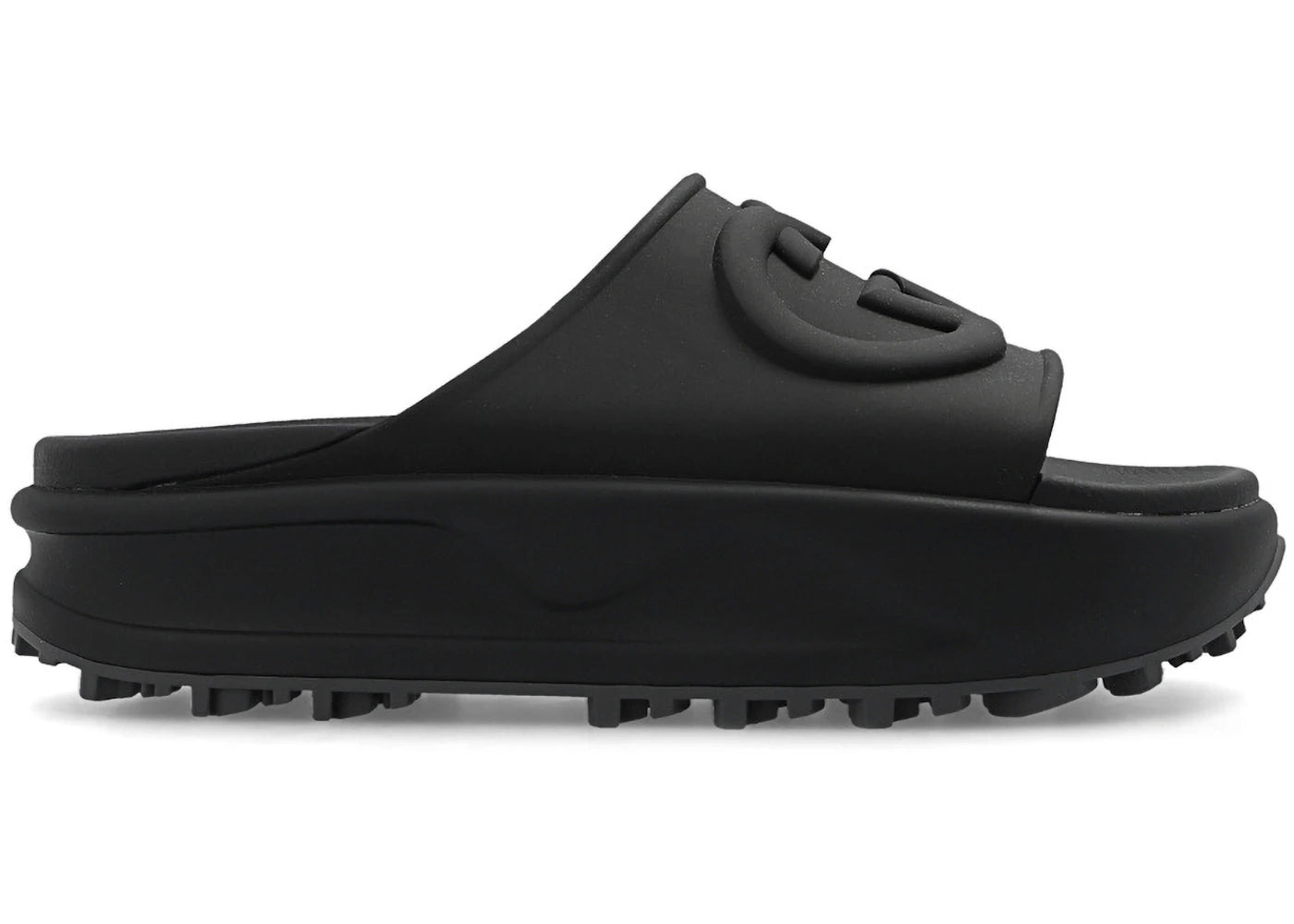 gucci gg oversize slide sandal interlocking g black (women's)