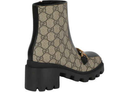 gucci gg supreme ankle boots dark beige (women's)