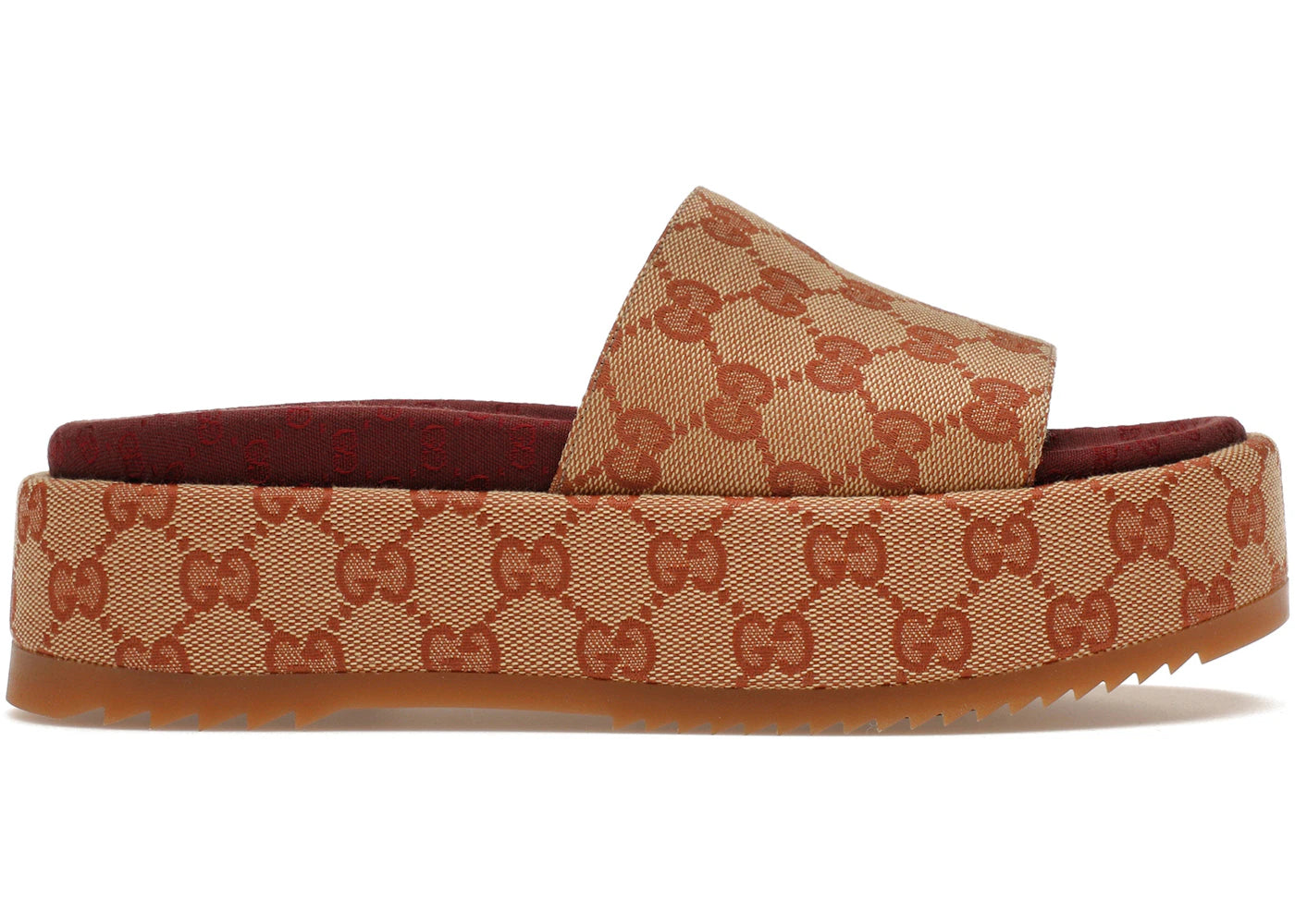 gucci gg supreme platform sandal dark red (women's)