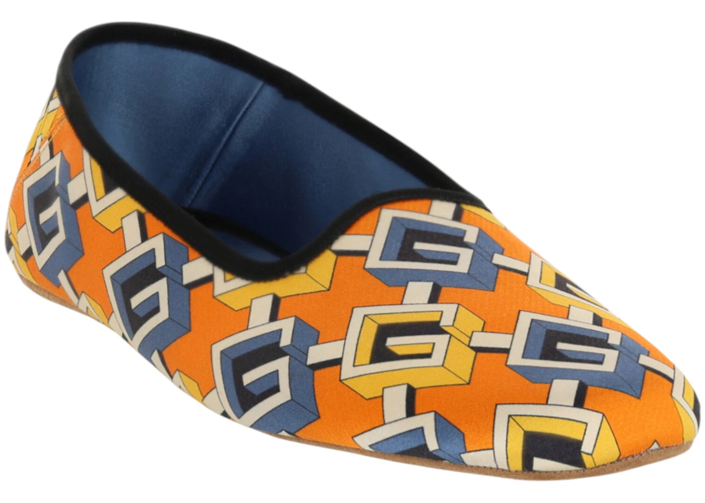 Gucci Geometric G Print Slippers Yellow Womens