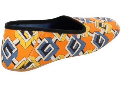 Gucci Geometric G Print Slippers Yellow Womens