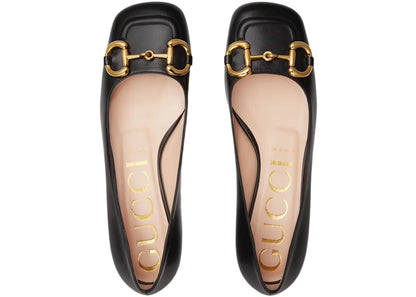 gucci horsebit ballet flat black leather