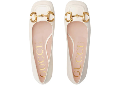 gucci horsebit ballet flat white leather