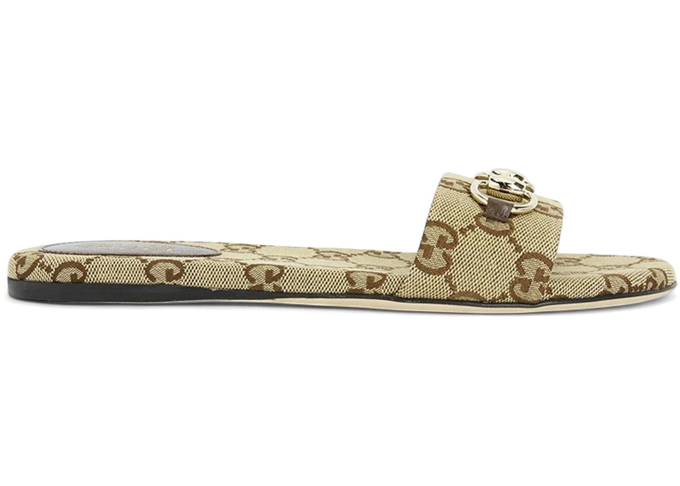 Gucci Horsebit Slide Sandal Beige Dark Brown Gg Canvas (Women'S)