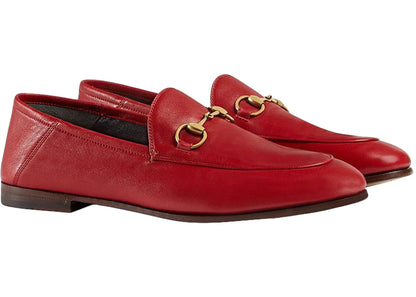 gucci horsebit slip on loafer red leather