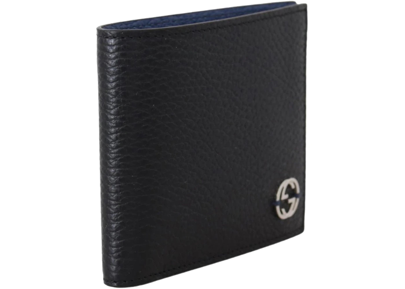 gucci interlocked gg bifold wallet 6 card slot black/blue 