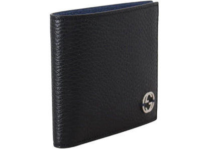 gucci interlocked gg bifold wallet 6 card slot black/blue 