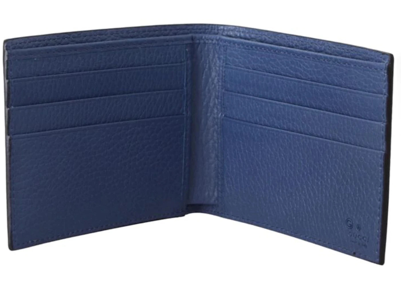 gucci interlocked gg bifold wallet 6 card slot black/blue 