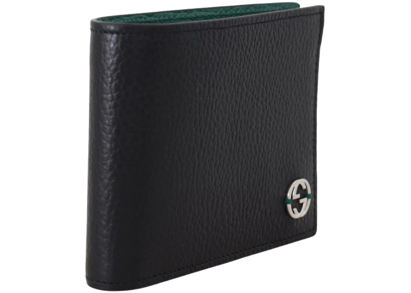 gucci interlocked gg bifold wallet 6 card slot black/green 