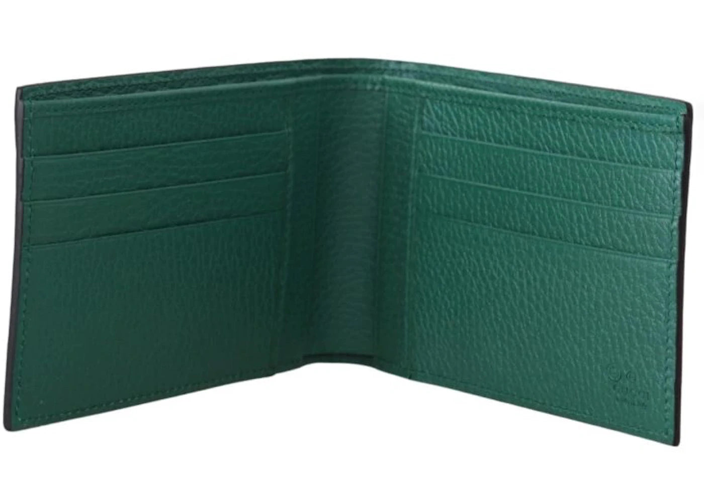 gucci interlocked gg bifold wallet 6 card slot black/green 
