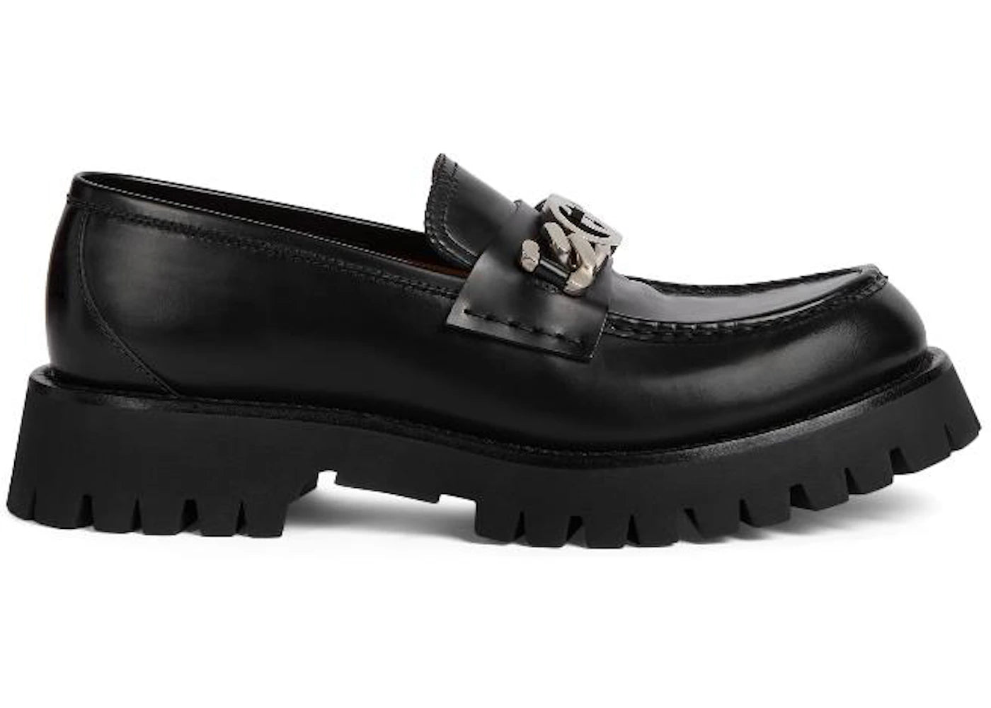 gucci interlocking g chain loafer black