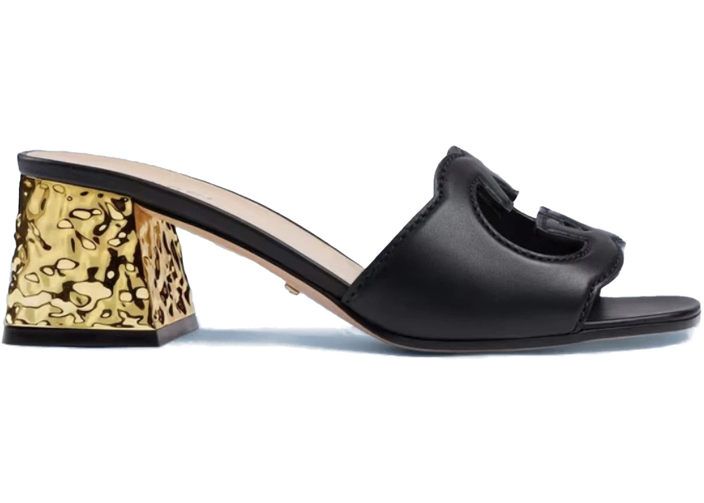 Gucci Interlocking G Leather Sandals Black Golden (Women'S)