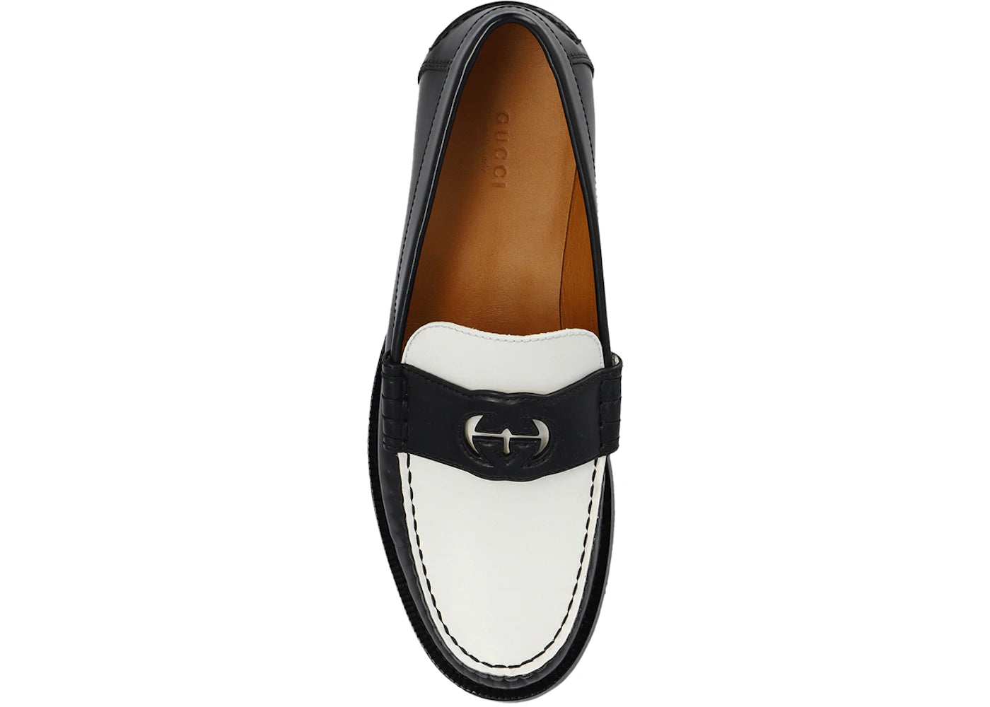 gucci interlocking g loafers black white (women's)