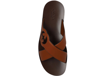 gucci interlocking g slide sandal brown