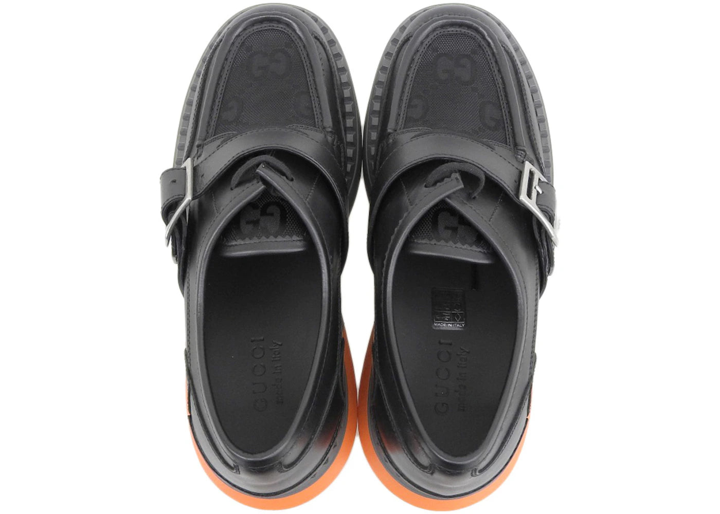 Gucci Lace Up Shoe Buckle Black Orange