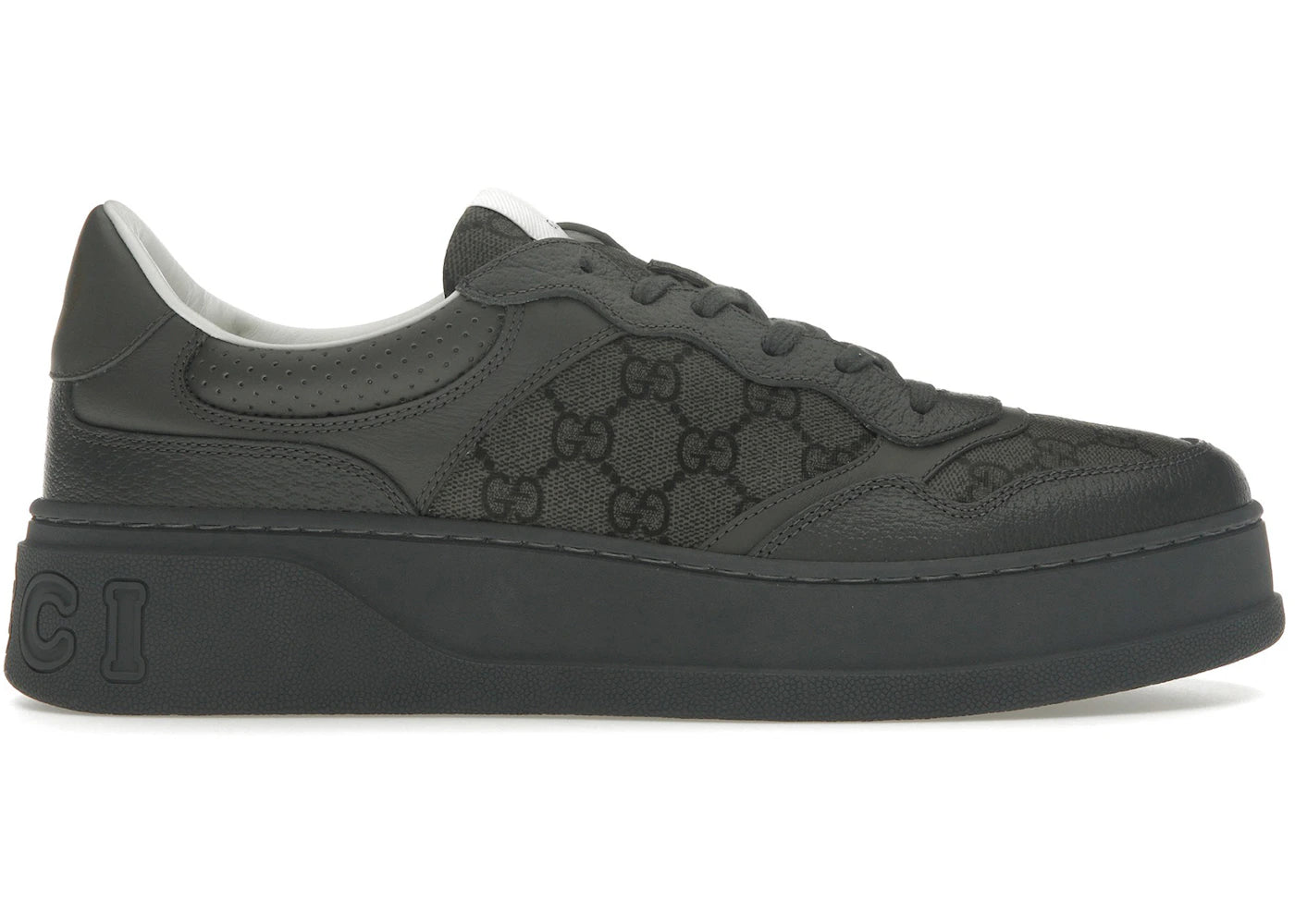 gucci lace up sneaker gg monogram grey