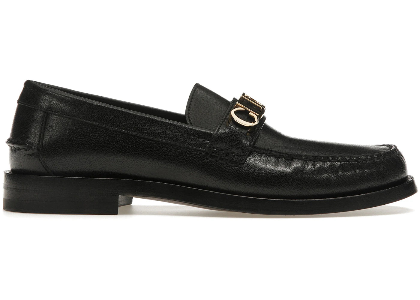 Gucci Logo Loafers Black Leather