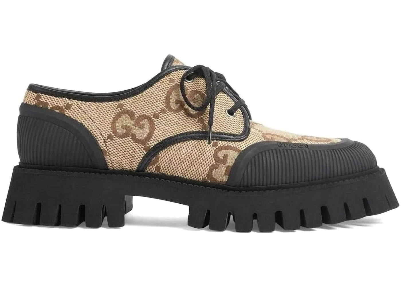 gucci maxi gg lace-up shoes beige black (women's)