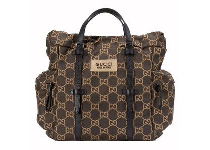 Gucci Medium Gg Polyester Tote Bag Ebony/Beige