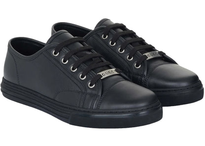 gucci plate leather low black