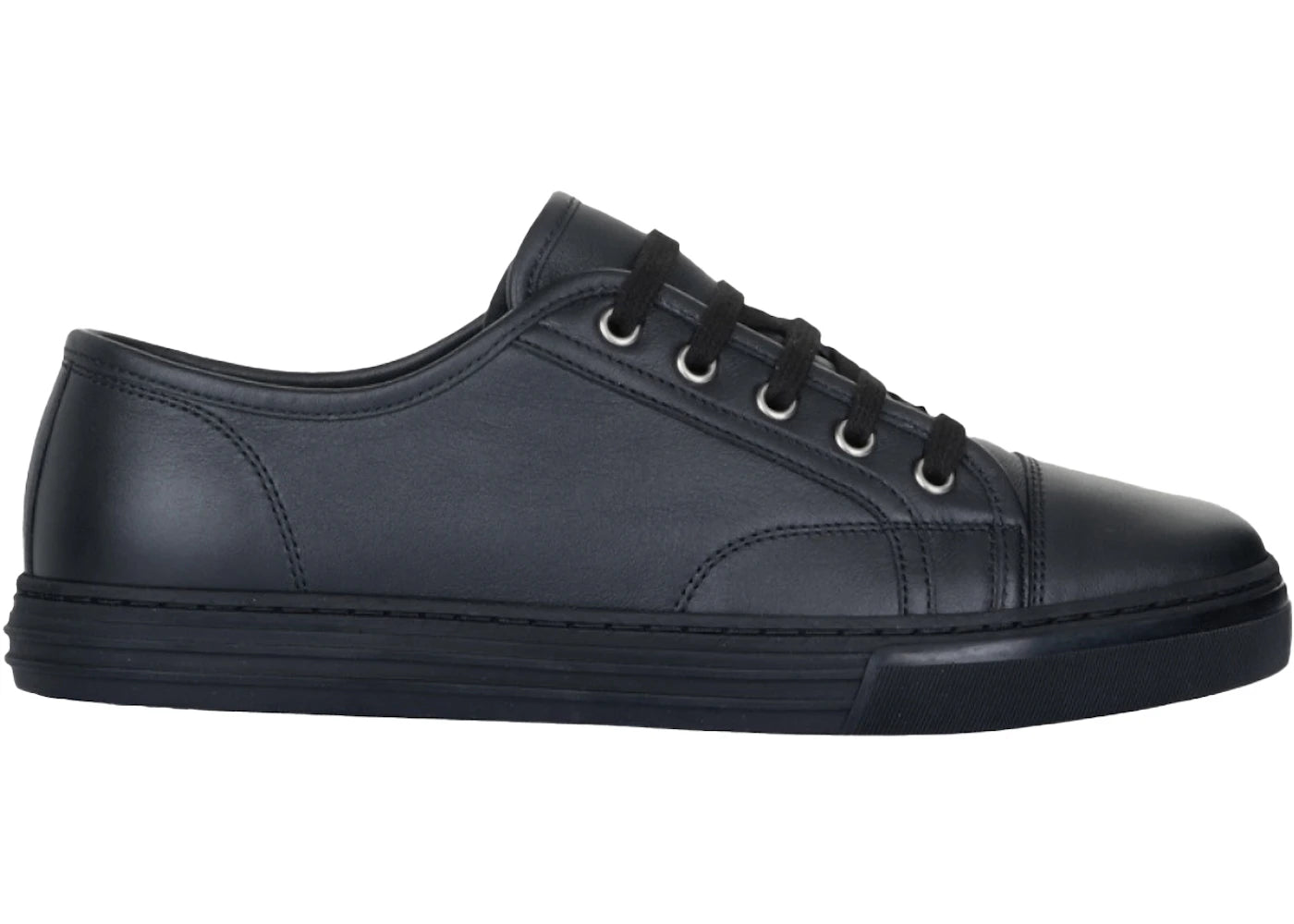 gucci plate leather low black