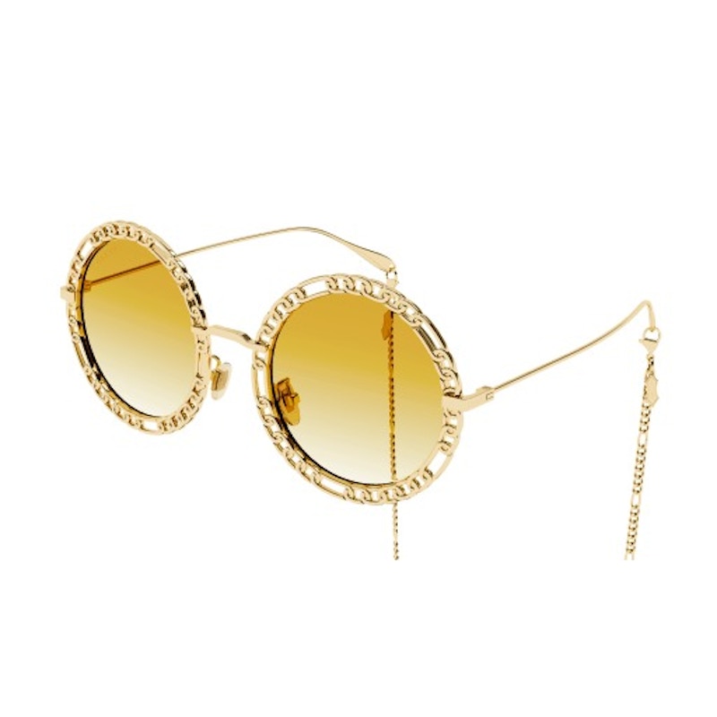 Gucci Round Chain Sunglasses Gold/Yellow (Gg1113S-001)