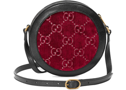 Gucci Round Gg Shoulder Bag Velvet Red/Black