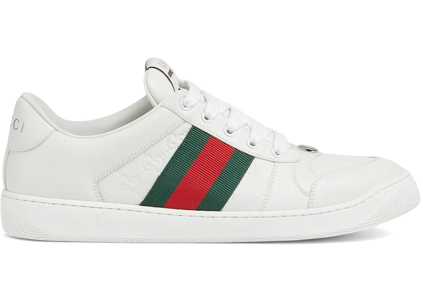 gucci screener distressed gg embossed white