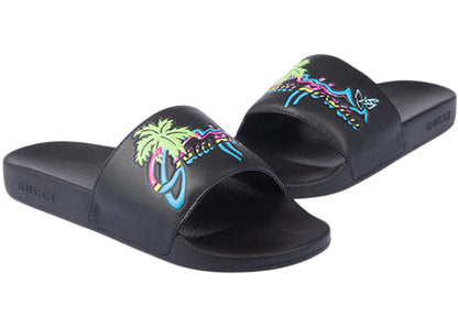gucci slide hawaii black multi