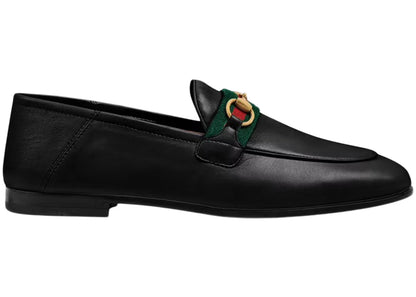 Gucci Slip On Loafer With Web Black Leather
