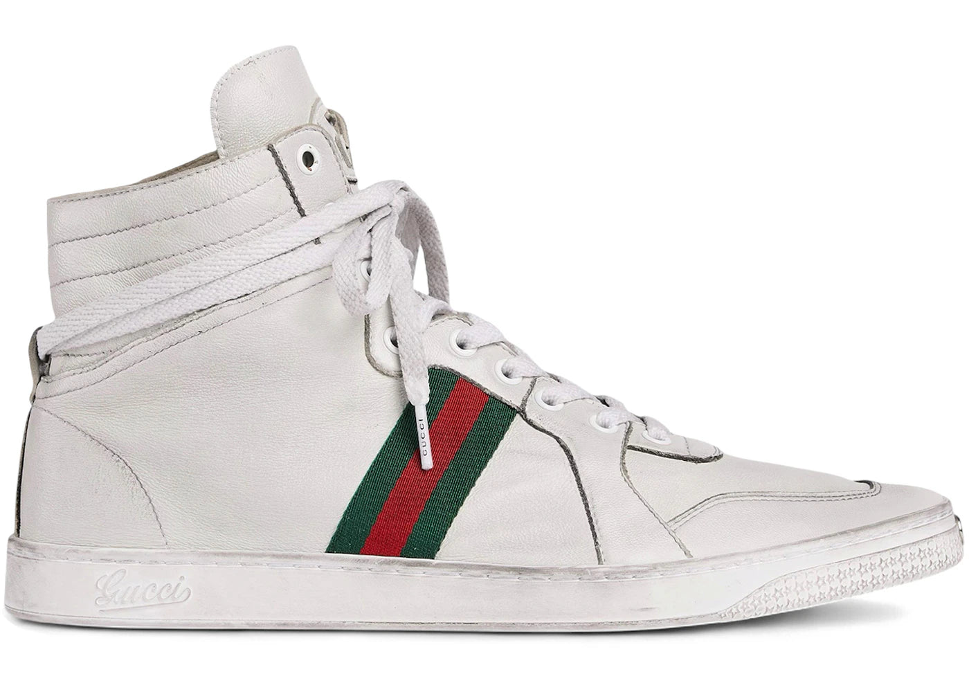Gucci Stretch High-Top Sneaker White Leather