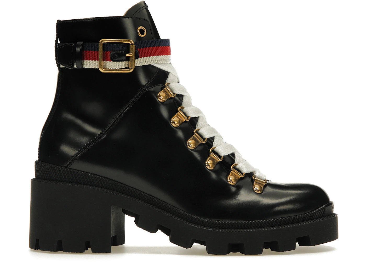 Gucci Sylvie Web 55Mm Ankle Boot Black Leather