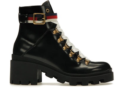 Gucci Sylvie Web 55Mm Ankle Boot Black Leather