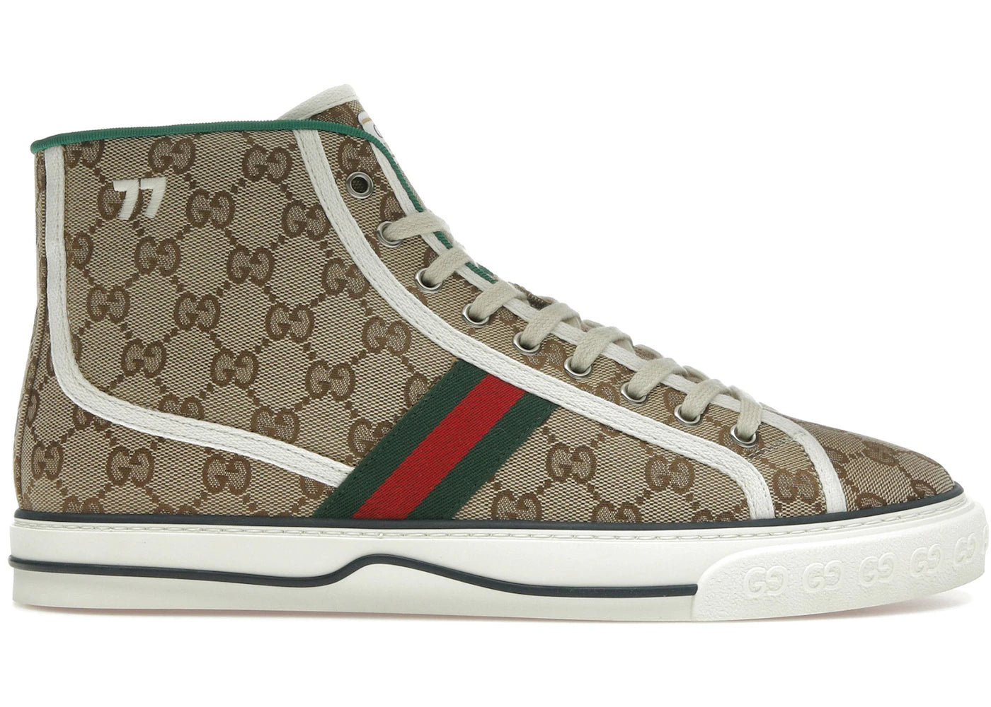 gucci tennis 1977 canvas high top beige gg print