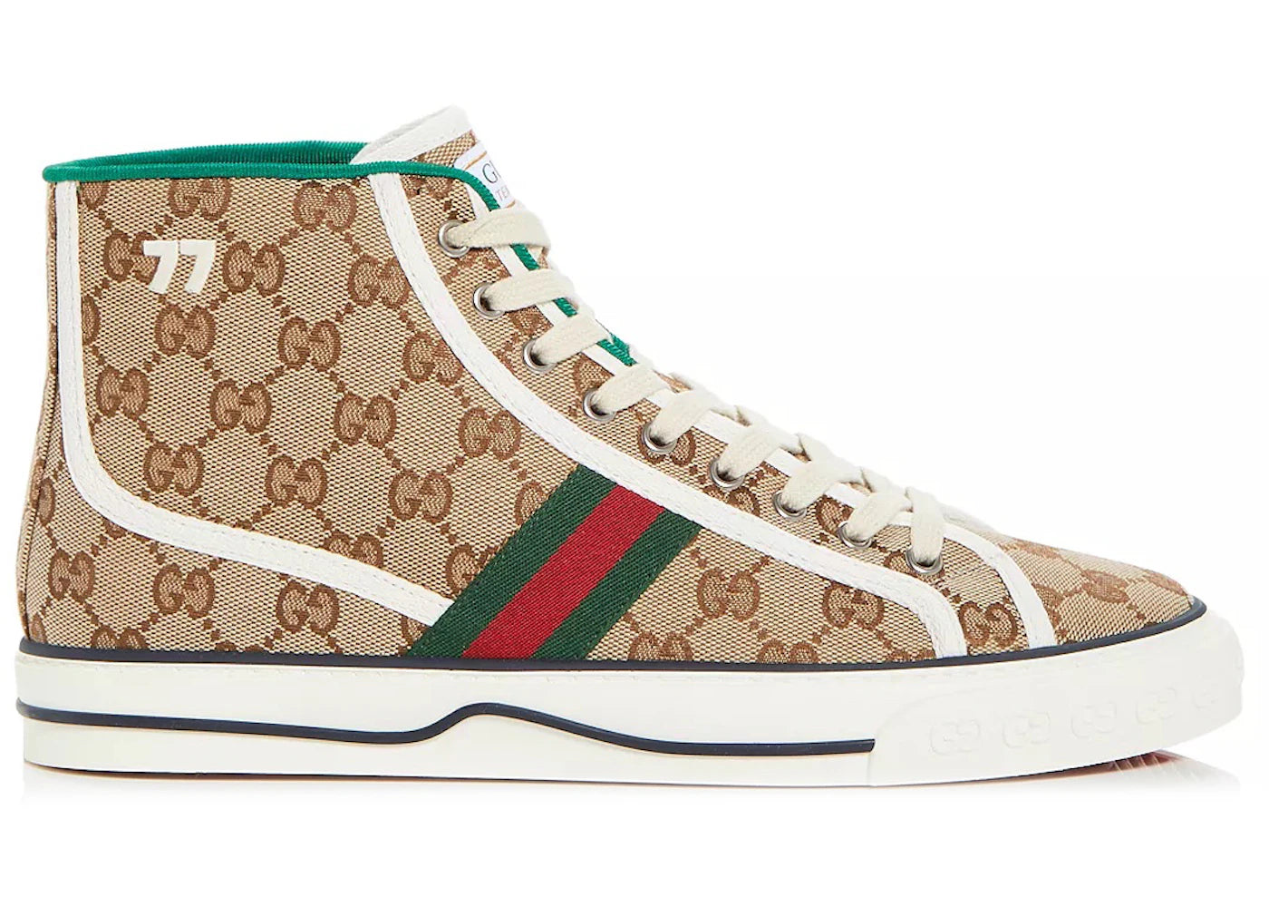 Gucci Tennis 1977 Canvas High Top Beige Gg Print
