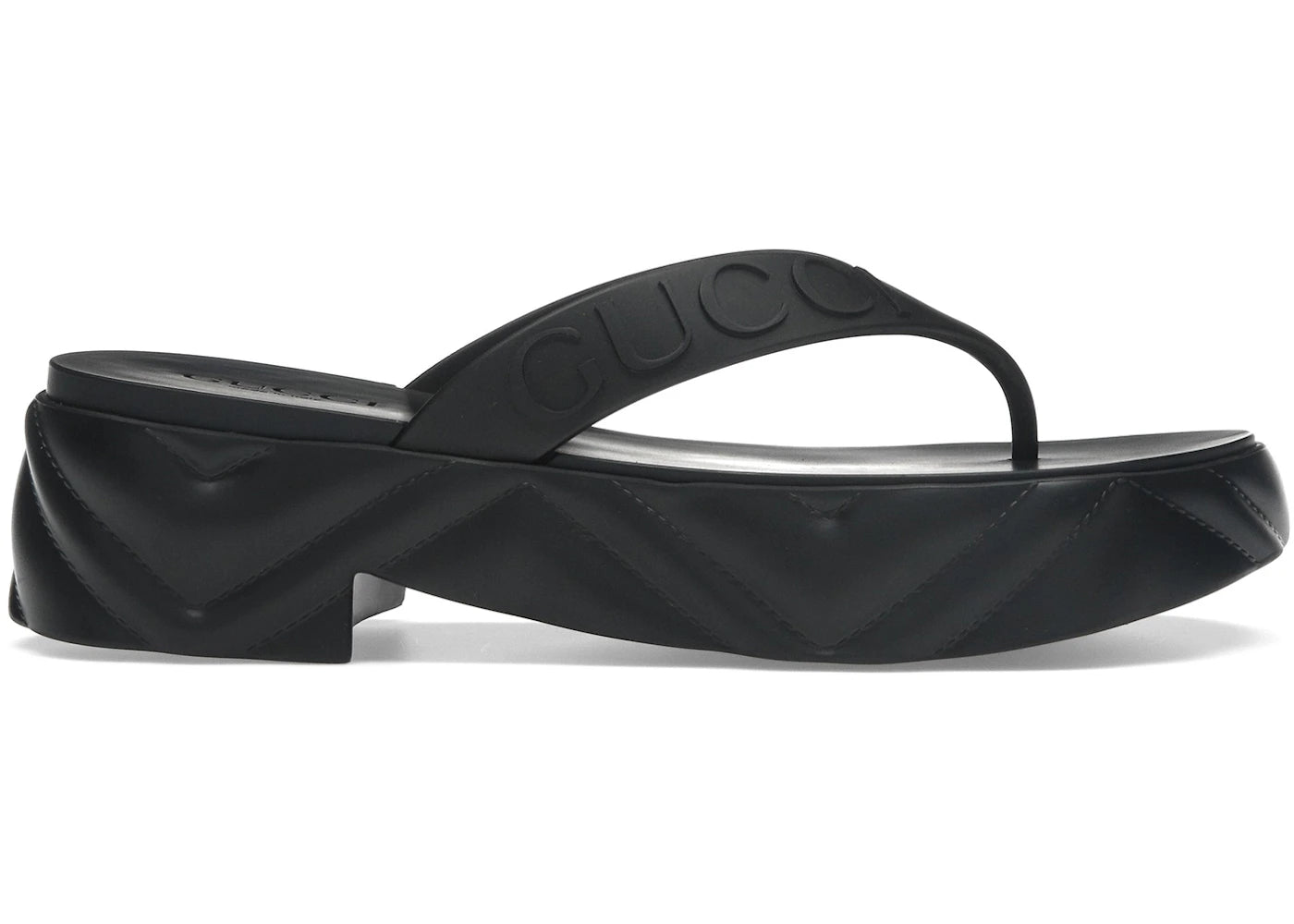 gucci thong platform sandal black (women's)